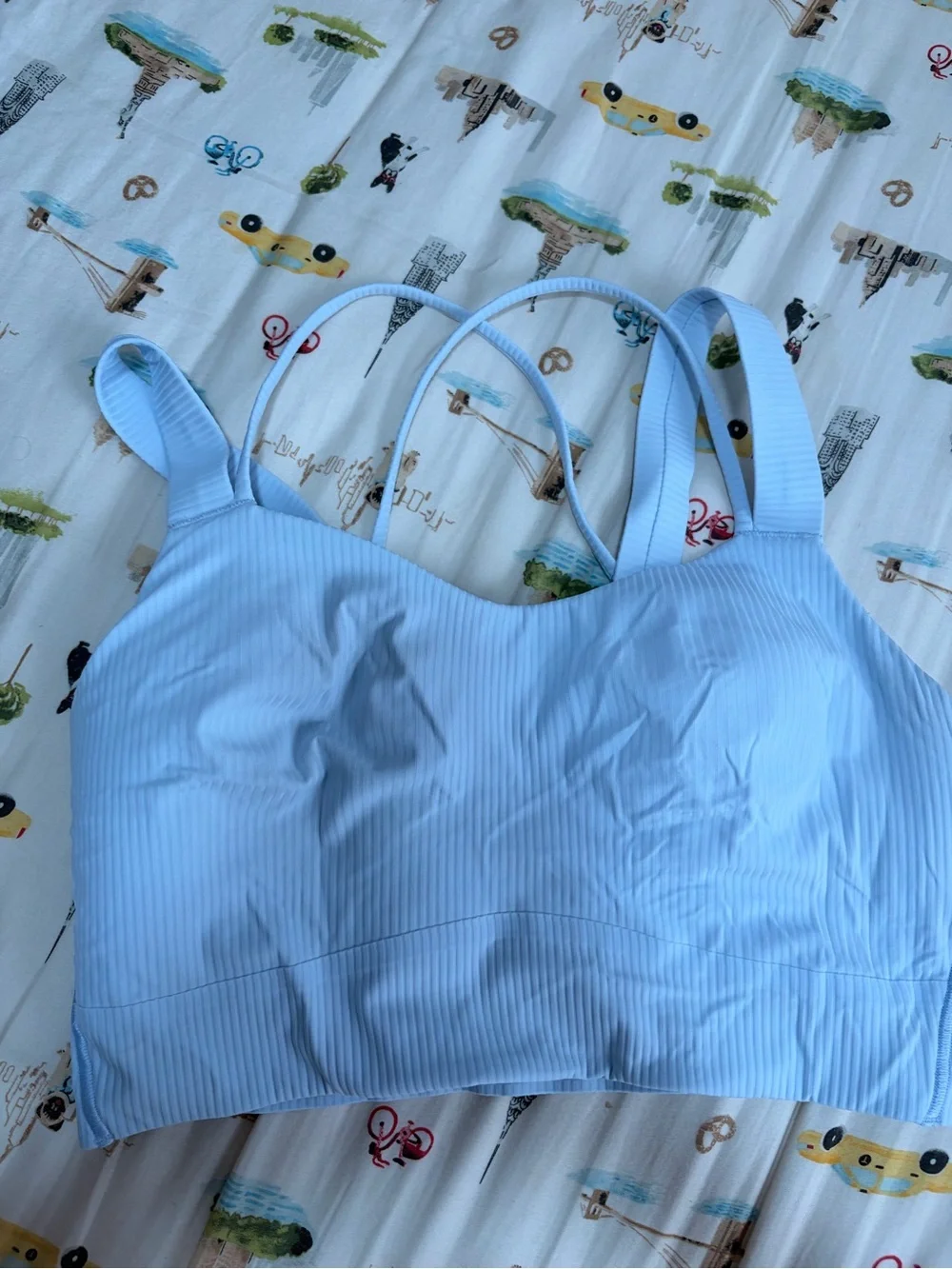 lululemon athletica Pale Blue Ribbed Strappy Sports Bra